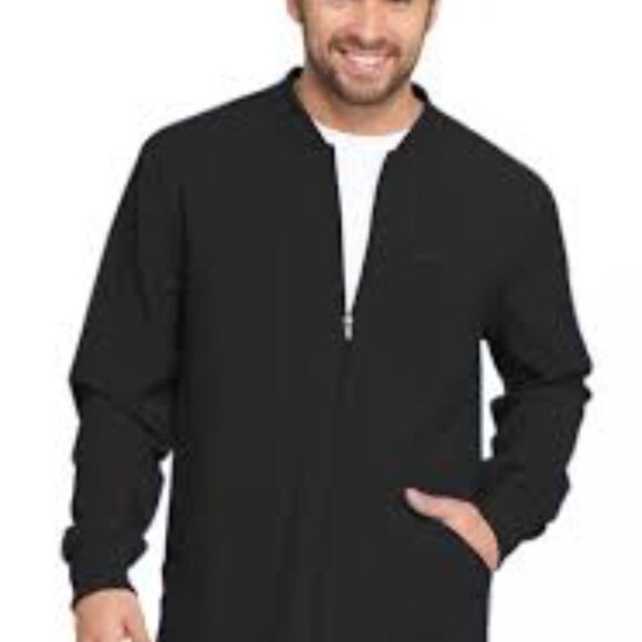 Dickies EDS Essentials Stretch Workwear Scrubs Men's XL Black Zip-Up Jacket - Picture 1 of 11